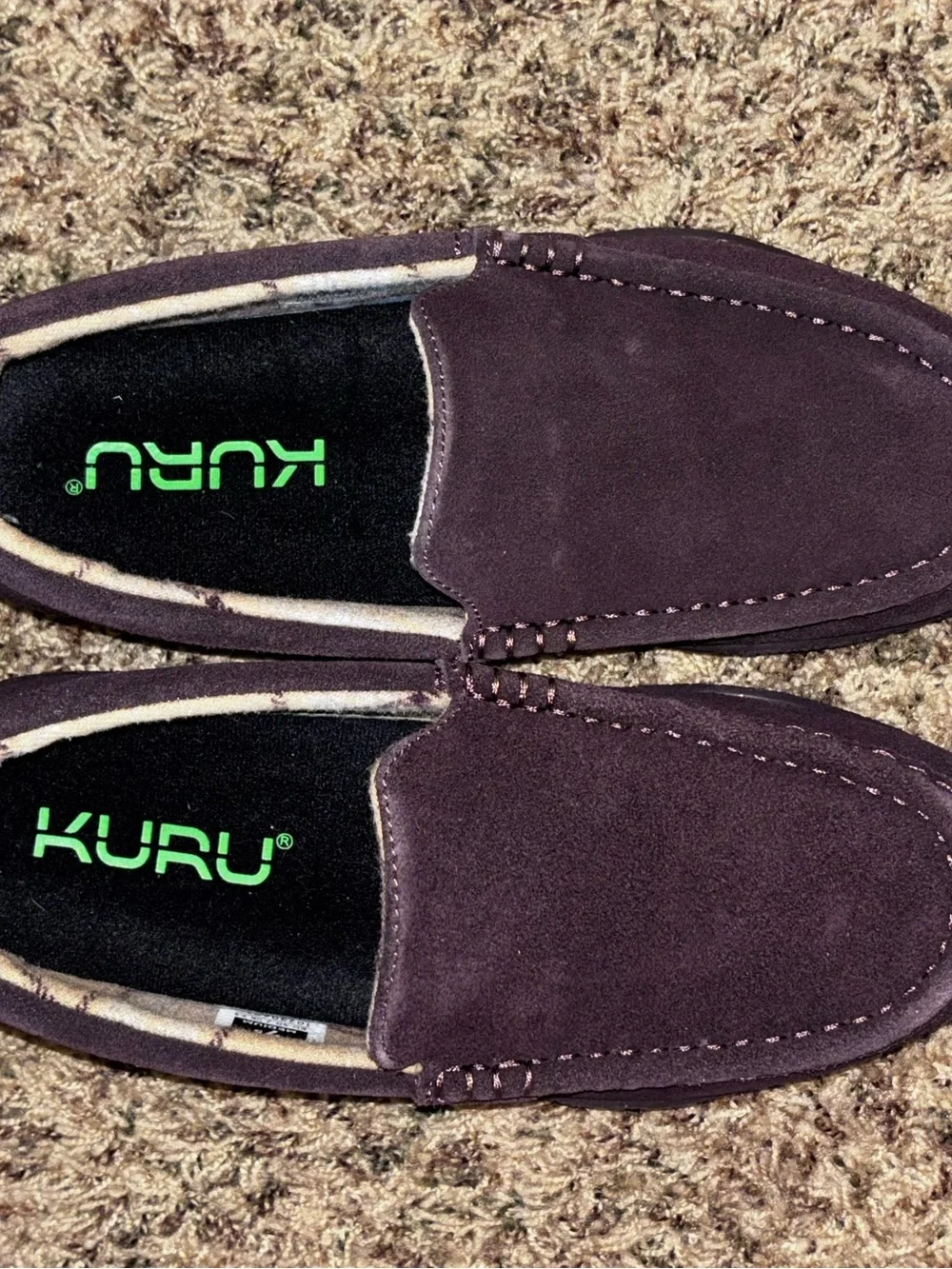 KURU Loft Mens Moccasin Slippers Sz 7.5 M Java Brown Suede Slip On Round Toe